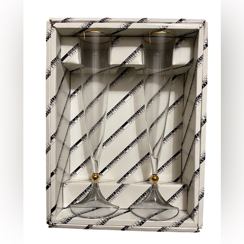Miller Rogaska Crystal Champagne Flutes New In Box